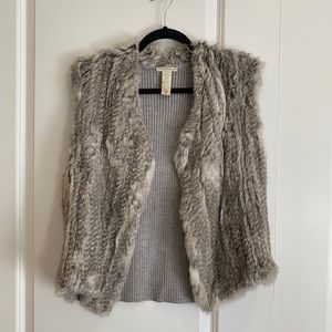 White + Warren Fur Front Vest